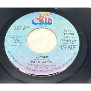 Pat McManus Concert 45 Soul Rock Promo 20th Century TC-2006 1972 VG+/NM